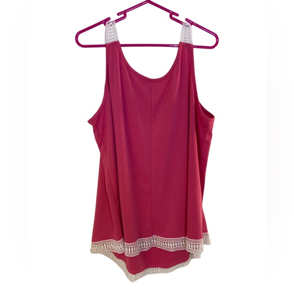 Shein Magenta Pink Tank Top With White Embroidered Detail On The Straps. - Picture 9 of 9